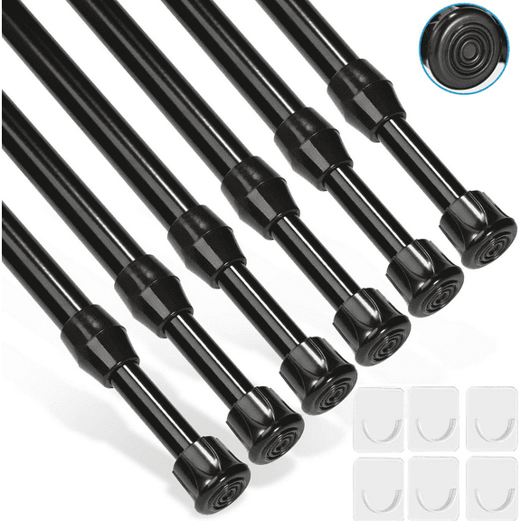 6 Pack Curtain Rod Adjustable 28-48 Inches, Expandable Spring Loaded Tension Rods For Window, Bathroom, Cupboard,Kitchen-