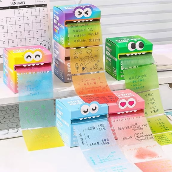 6-Pack Cute Monster Pattern Sticky Note 2026 New 630Sheets Roll Fun Pastel Pull-Out Memo Pads Easy Post Memo Pads Funny Back to School Gift for Teachers Students