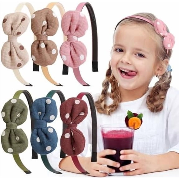 6 Pack Cute Polka Dot Bow Headbands for  & Girls, Non-Slip Comfortable Hair Hoops  Hair Accessories, Stylish Hair  for Daily Wear