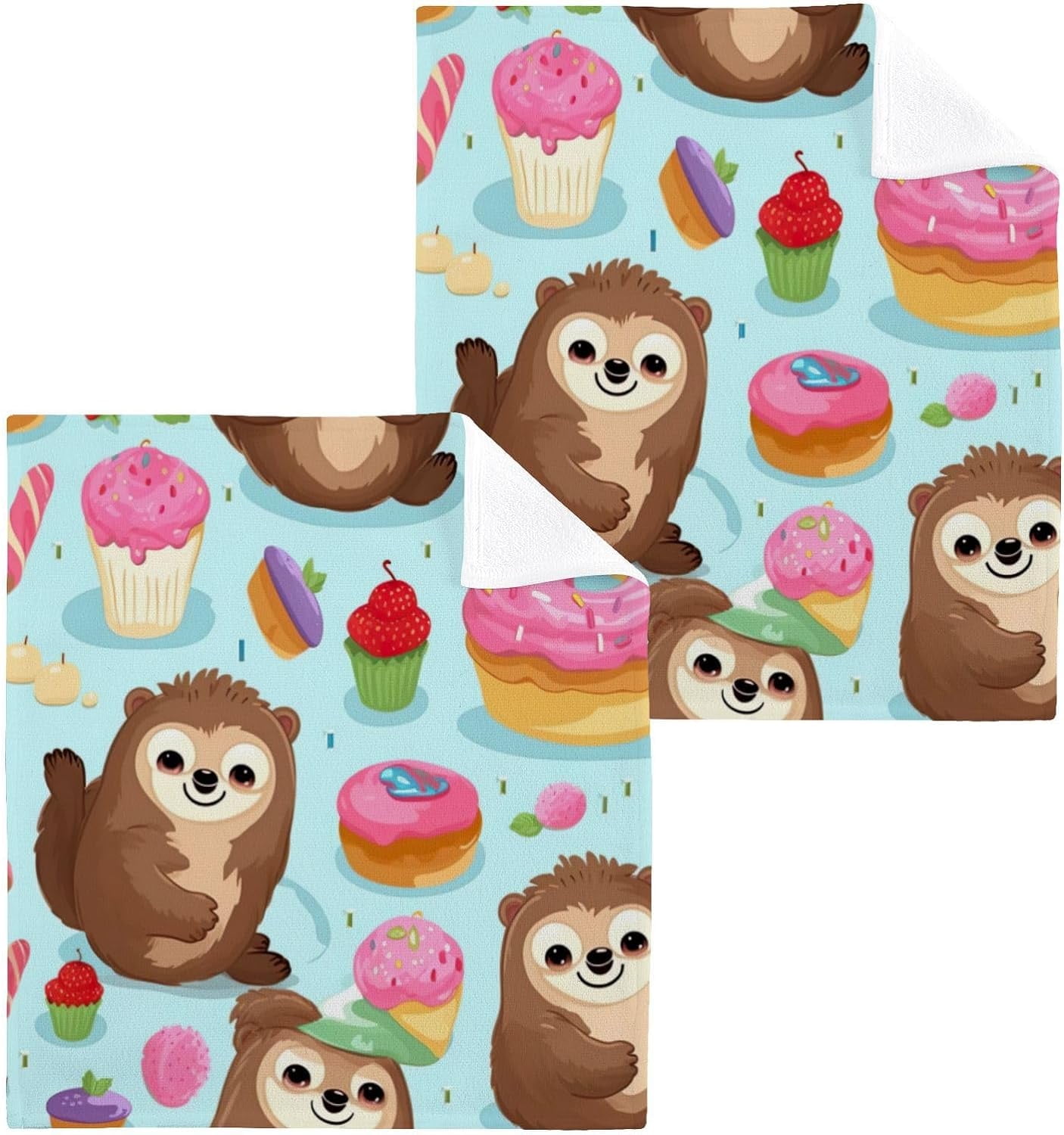 6 Pack Cute Sloths Pure Cotton Washcloths 12 x 12 Inch Reusable ...