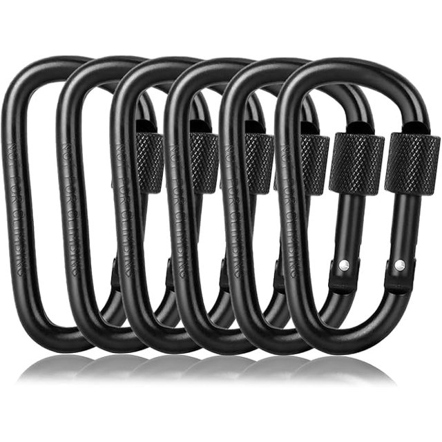 6 Pack DRing Locking Key Hook,3" Aluminum Spring Snap Hook Carabiner