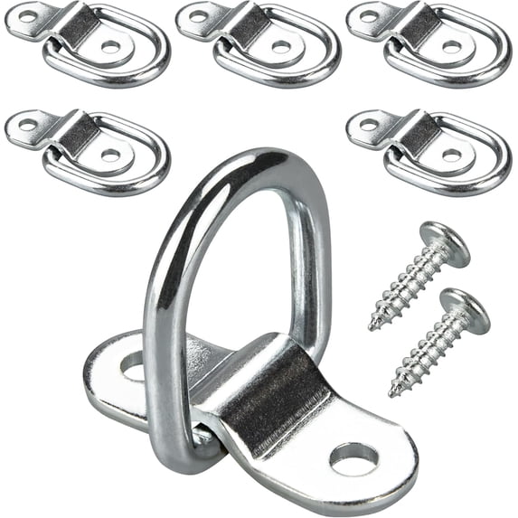 6 Pack D-Ring Tie Downs Anchors 1/4" Heavy Duty Steel Trailer Tie Down