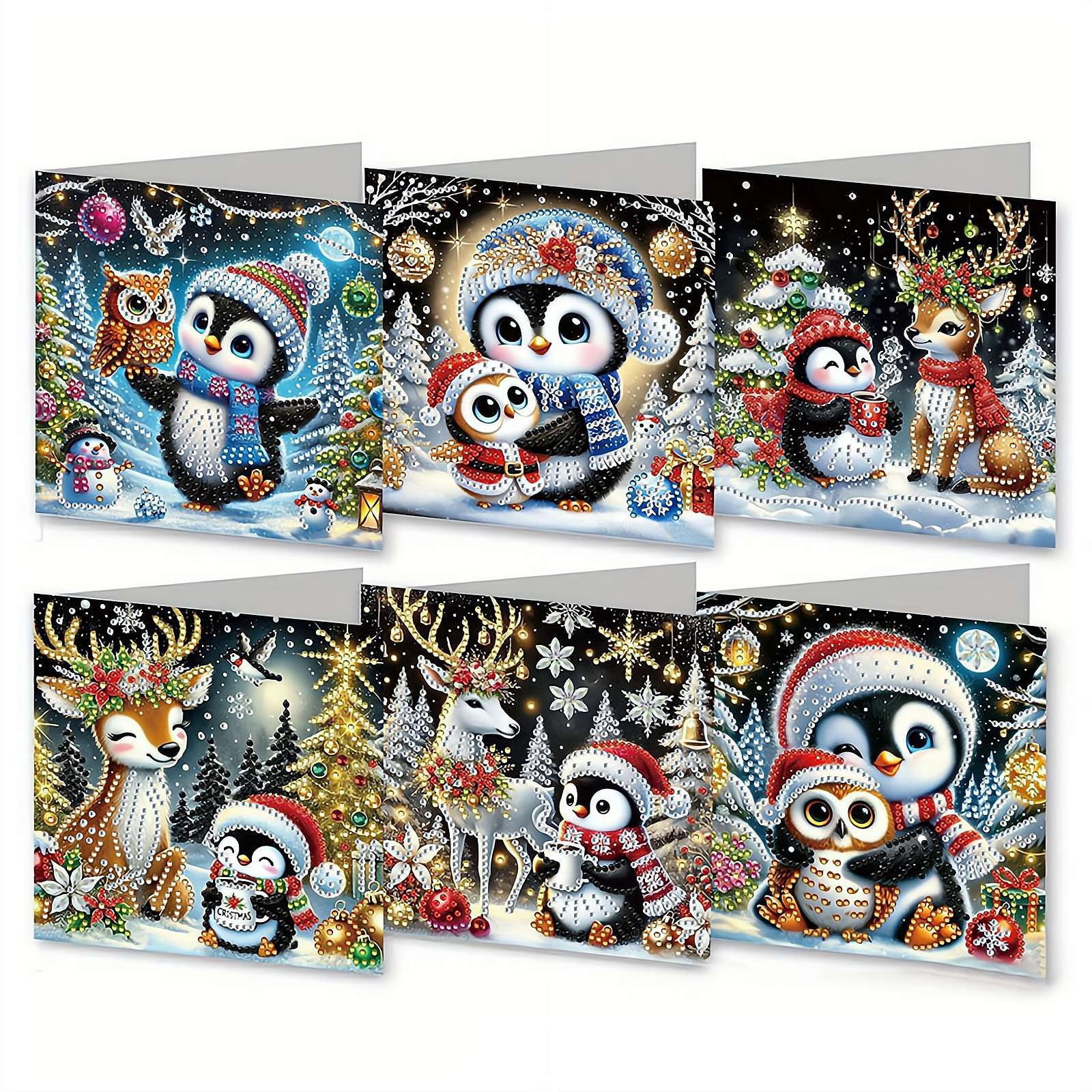 6 Pack DIY Diamond art Painting Greeting Card Kit Xmas, 5D Diamond Art ...