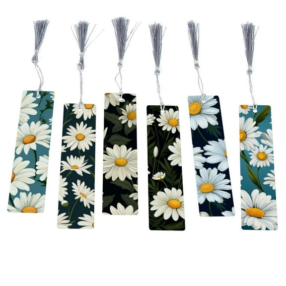6 Pack Daisy Bookmarks with Tassels for Kids School Supplies, Book Fairs