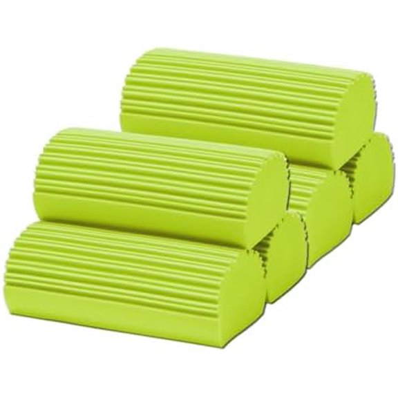 6-Pack Damp Clean Duster Sponge,Duster Cleaning Sponge for Housekeeping,Reusable Cleaning Sponge for Blinds,Vents,Mirrors,Glass, Baseboards,Window Track Grooves and Railings (Yellow-Green)