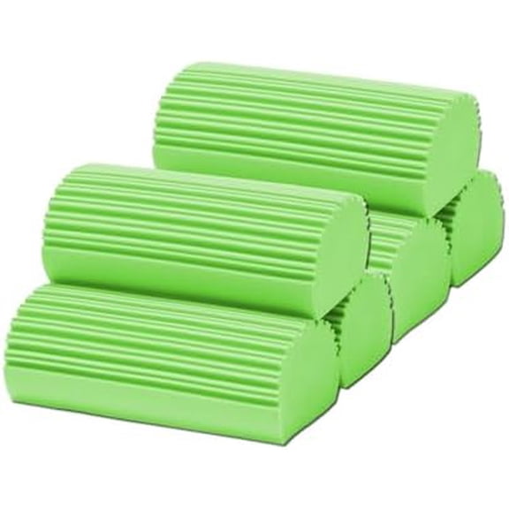 6-Pack Damp Clean Duster Sponge,Magic Sponge Eraser for Housekeeping,Reusable Cleaning Sponge for Blinds,Vents,Mirrors,Glass, Baseboards,Window Track Grooves and Railings (Green)