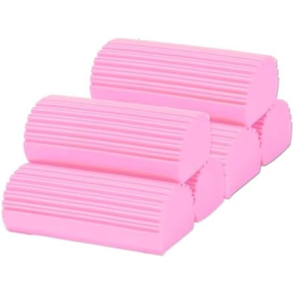 6-Pack Damp Clean Duster Sponge,Magic Sponge Eraser for Housekeeping,Reusable Cleaning Sponge for Blinds,Vents,Mirrors,Glass, Baseboards,Window Track Grooves and Railings (Pink)