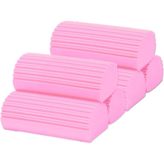 6-Pack Damp Clean Duster Sponge,Magic Sponge Eraser for Housekeeping,Reusable Cleaning Sponge for Blinds,Vents,Mirrors,Glass, Baseboards,Window Track Grooves and Railings (Pink)