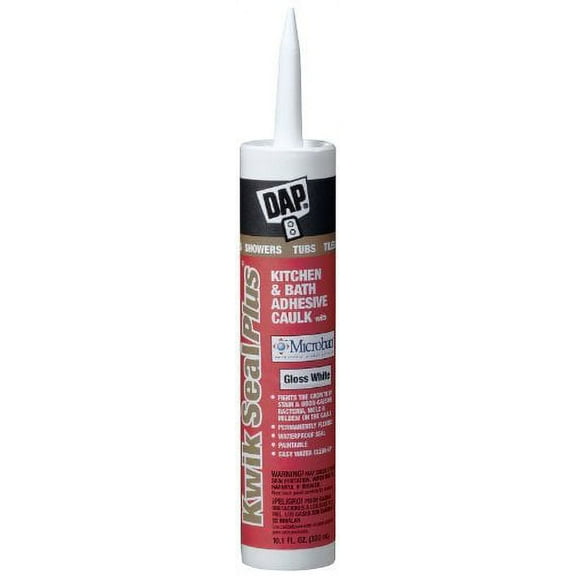 6 Pack Dap 18510 KWIK SEAL PLUS Premium Kitchen & Bath Adhesive Caulk w/MICROBAN - White 10.1-oz Cartridge