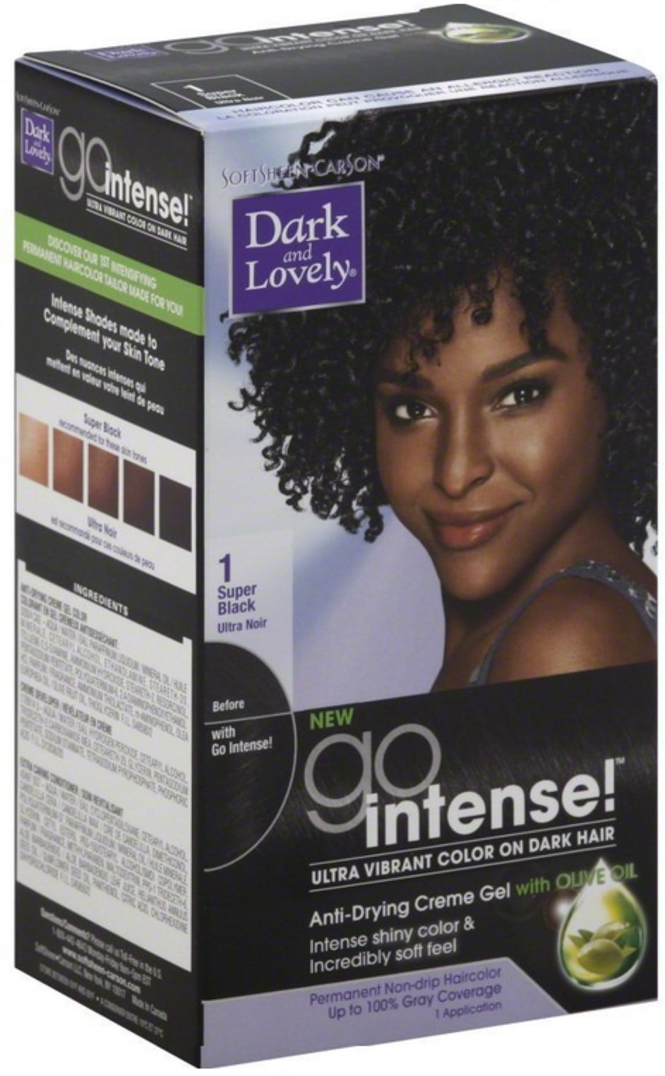 6 Pack - Dark and Lovely Go Intense Hair Color, No.1,Super Black 1 ea