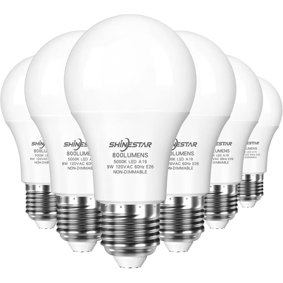 Shinestar, Daylight LED Bulbs, 6-Pack, 60W Equivalent, 5000K White ...