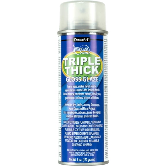 DecoArt Americana Triple Thick Gloss Glaze Spray - Non-Toxic Clear Spray for Wood, Plaster, Metal, Jewelry, Resin, Bisque and More - Bulk 6 Pack