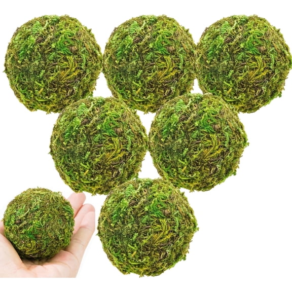 6 Pack Decorative Faux Dried Moss Balls,Bexikou 6Pcs 3.5" Artificial Green Plant Mossy Globes,Decorative Moss Balls for Centerpiece Bowls Vase Filler, Home Party Decor