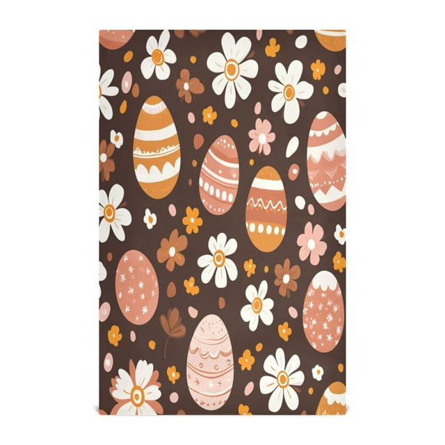 6-Pack Decorative Kitchen Towels - Absorbent Dish Cloths, 28x18 Inches, Quick-Dry Polyester with Hanging Loop，Retro Groovy Easter Eggs