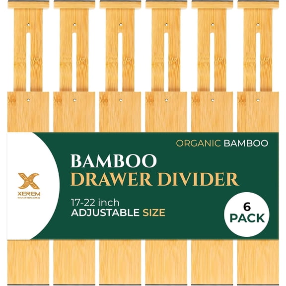 6 Pack Deep Drawer Dividers - 17-22 Inch Deep Expandable Drawer Organizer Set - Spring Loaded Large Drawer Dividers for Kitchen, Bedroom, Closet, Office anywhere in daily life