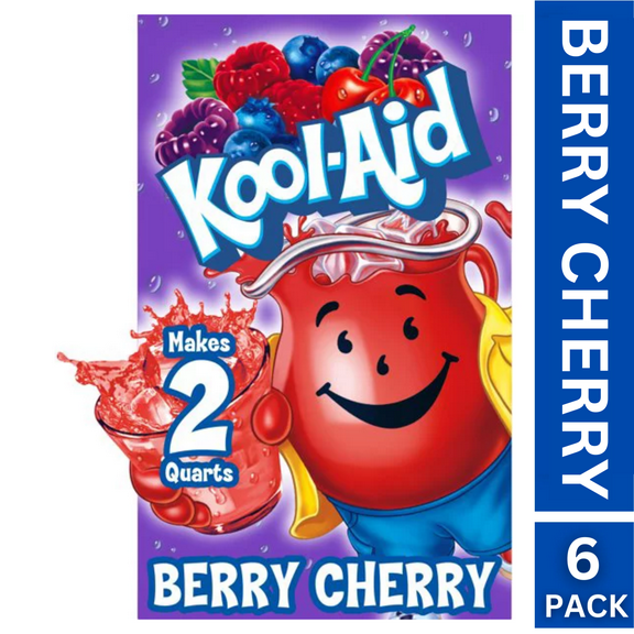 6 Pack Delicious Berry Cherry Kool-Aid Unsweetened Artificially Flavored