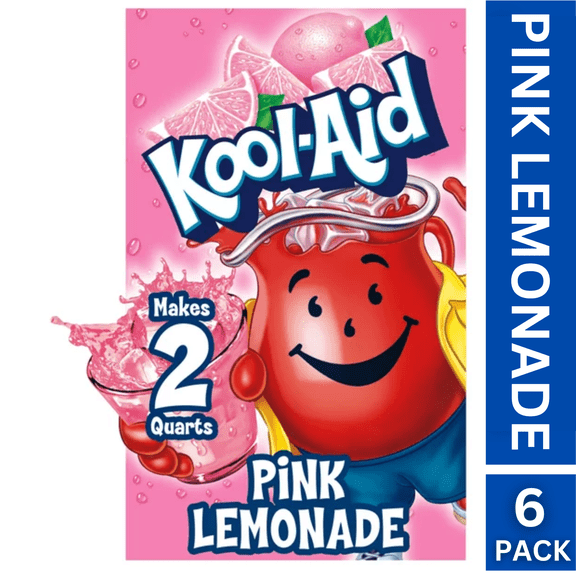 6 Pack Delicious Pink Lemonade Kool- Aid Unsweetened Artificially Flavored Powdered Drink Mix FREE BONUS SAMPLER INCLUDED WITH THIS OFFER