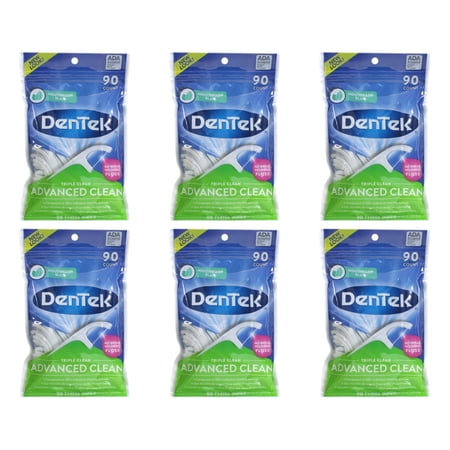 6 Pack DenTek Triple Clean Floss Picks, 90 count each