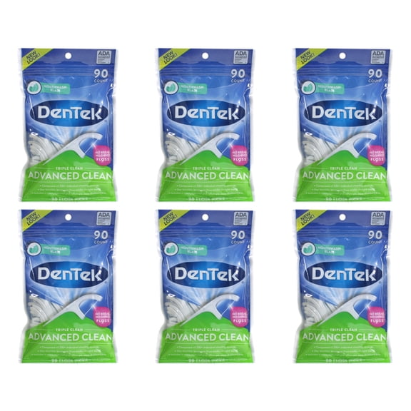 6 Pack DenTek Triple Clean Floss Picks, 90 count each