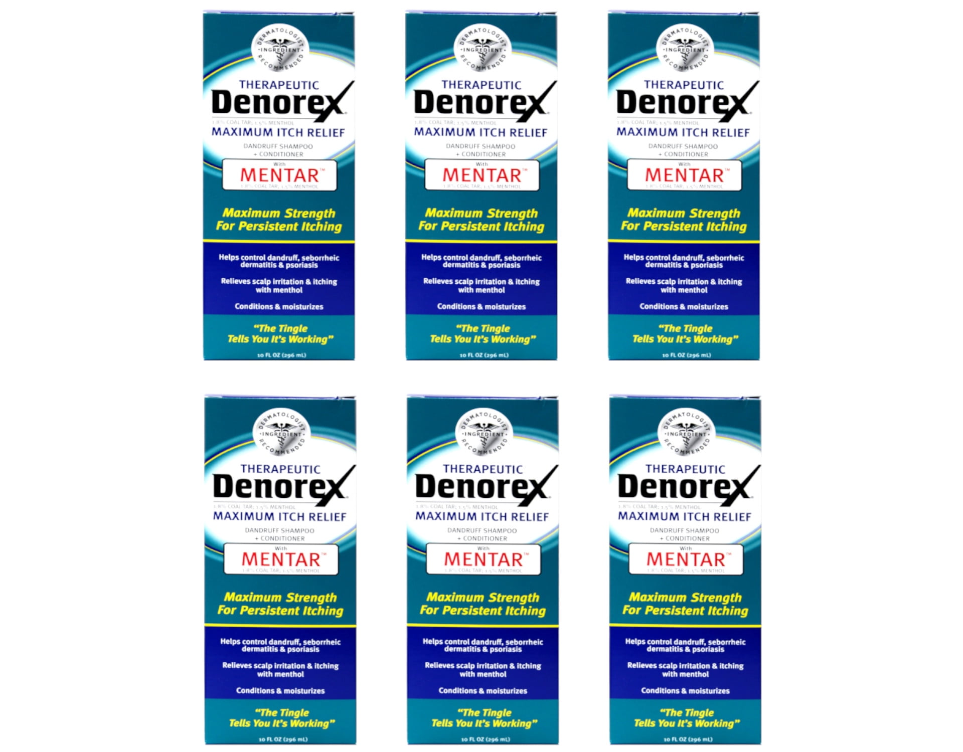 6 Pack - Denorex Dandruff Shampoo Conditioner, Maximum Strength 10 fl oz Each