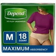 thumbnail image 1 of 6 Pack - Depend Women's Fit-Flex Incontinence Underwear, Medium, 18 ea, 1 of 1