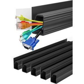 6 Pack Under Desk Cable Management Kit, J Channel Cable Raceway with Double Side Tape, Cord Organizer Tray for Desk, Easy Install, No Drilling, Cable Hider for Home & Office, Child & Pet Proof
