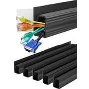 6 Pack Under Desk Cable Management Kit, J Channel Cable Raceway with Double Side Tape, Cord Organizer Tray for Desk, Easy Install, No Drilling, Cable Hider for Home & Office, Child & Pet Proof