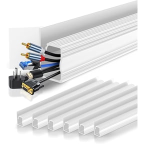 6 Pack Under Desk Cable Management Kit, J Channel Cable Raceway with Double Side Tape, Cord Organizer Tray for Desk, Easy Install, No Drilling, Cable Hider for Home & Office, Child & Pet Proof