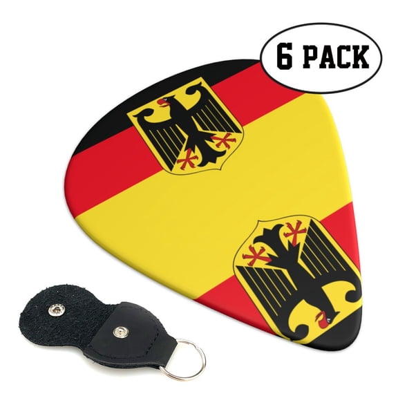 6 Pack Deutschland Flag Guitar Picks In Leather Picks Holder For Bass Electric Acoustic Guitars
