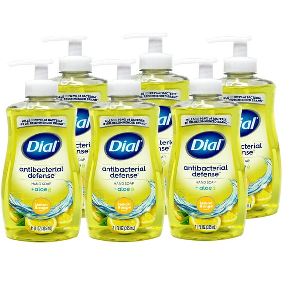 6 Pack - Dial Liquid Hand Soap Antibacterial Defense with Aloe, Lemon Sage, 11 FL OZ