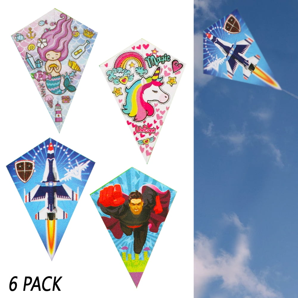 6 Pack Diamond Kite Easy Flyer Kids Outdoor Games Fun Beach Park Fly