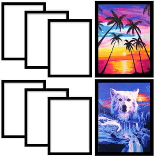 4-Pack Diamond Painting Wooden Frames, Natural Wood Frames with Plexiglass Compatible with 12x16 in/30x40cm Size Diamond Paintings or Photos 