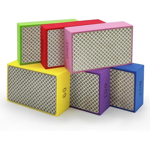 6 Pack Diamond Polishing Pads, Diamond Sanding Blocks for Tile Glass Ceramic Woo