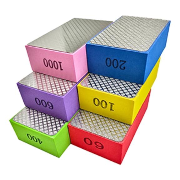 6-Pack Diamond Polishing Pads Sanding Blocks - Cuttte Diamond Sanding Sponge Pads Tile Tools 60#, 100#, 200#, 400#, 600#, 1000# for Wood Ceramic Tile Glass Grinder