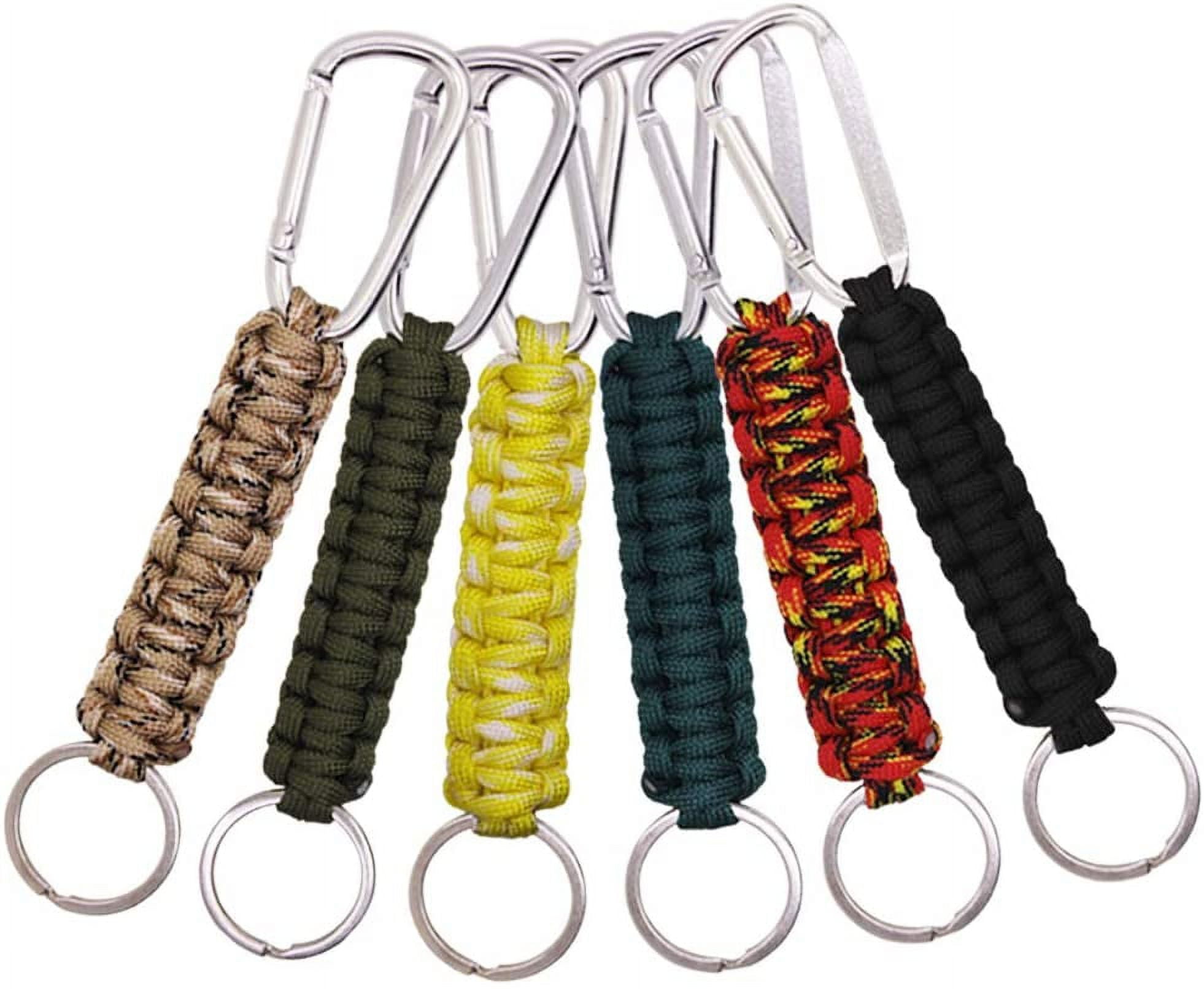 6 Pack Different Colors Paracord Keychain Carabiner, DaKuan Military Braided Lanyard Keychain for outdoor Survival, Camping, Hiking, Hunting, Fishing