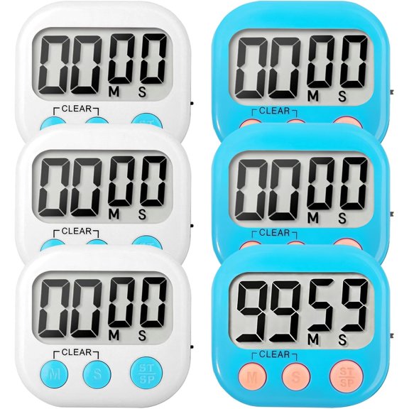 6 Pack Digital Kitchen Small Classroom s for Kids Teachers (Blue&White)