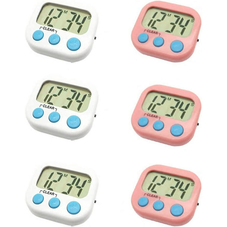 6 Pack Digital Timer for Teacher Small Timers for Kids Magnetic Back Big  LCD Display Loud Alarm Minute Second Count Up Countdown With ON/OFF Switch  For Classroom. Homework. Exercise( 3 Blue 