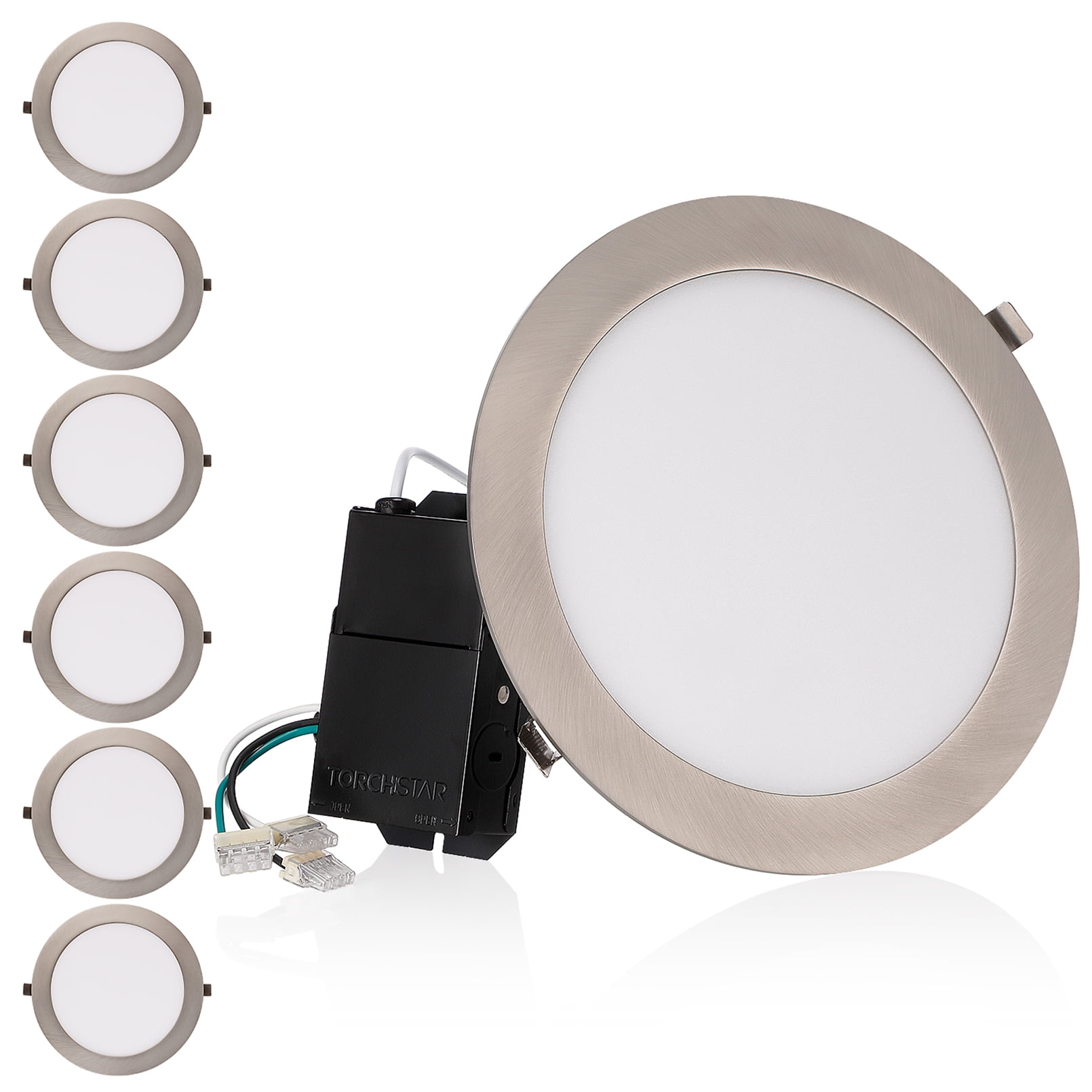 6 Pack 8 Inch LED Recessed Lights - Ultra-Thin Canless, 3000K/4500K/6000K Selectable, Dimmable, 1800LM, CRI80, For Living Room, Bedroom