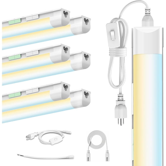 6 Pack Dimmable 4FT Led Shop Lights,30W 4500LM 3000-6500K Tunable,T8 Light Tube Commercial Bay Lighting,High Output,Plug and Play Linkable Shop Lights for Basement,Garage,Workbench,Barn