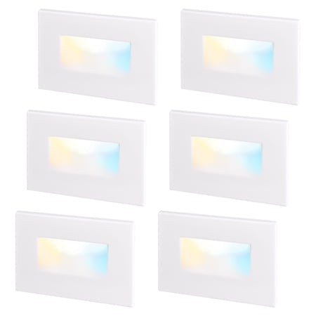 6 Pack Dimmable LED Step Light Indoor Outdoor IP65 Waterproof Pathway Stair Lighting