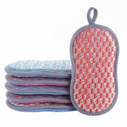 6 Pack Dishwashing Sponge Scrubber, Multi-Purpose Scrub Sponges for Kitchen, Non-Scratch Double-Side Microfiber Sponge Along with Heavy Duty Scouring Cleaning of Dishes Pots Pans, 6.3" X 3.54"