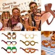 6 Pack, Disposable Glasses with Fun Bavarian Designs, Photo Booth Props for Oktoberfest Party, Unique Party Favors for Adults