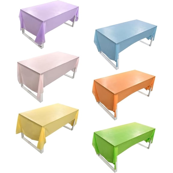 6 Pack Disposable Rectangle Plastic Table Covers 54 x 108 Inches