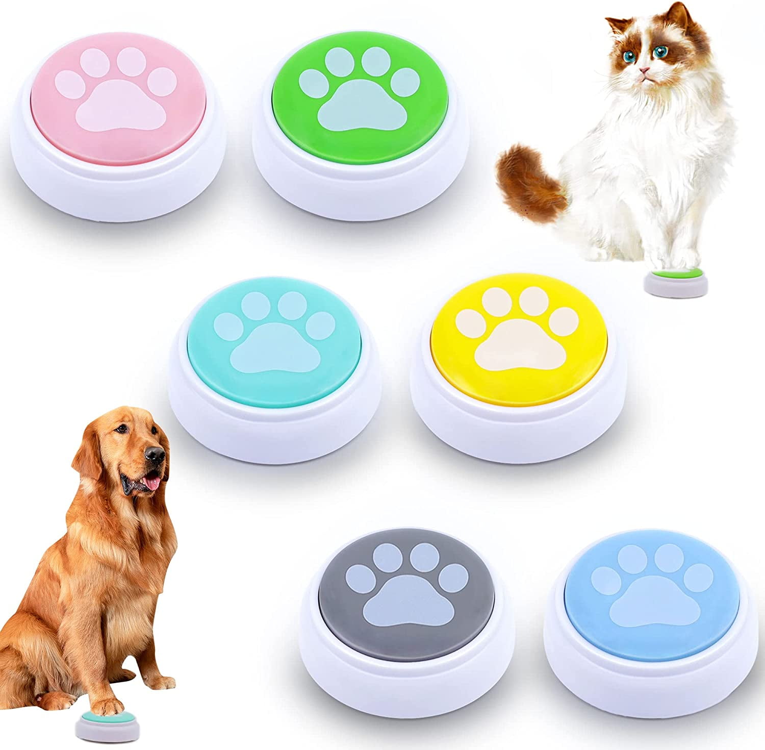 6 Pack Dog Buttons for Communication, Dog Talking Button Set,Fluent Pet