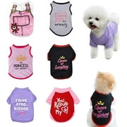 6 Pack Dog Clothes for Small Dogs Boy and Girl, Soft and Breathable Puppy Kitten Dog Shirts with Letters for Pet Dogs Cats,Dog T-Shirts Apparel Sleeveless Vests for Chihuahua Yorkies