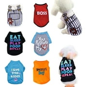 6 Pack Dog Clothes for Small Dogs Boy and Girl, Soft and Breathable Puppy Kitten Dog Shirts with Letters for Pet Dogs Cats, Summer Dog T-Shirts Apparel Sleeveless Vests for Chihuahua Yorkies