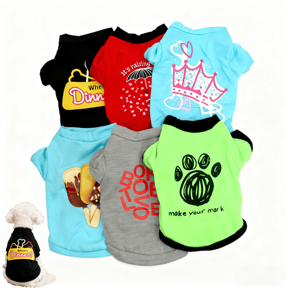 6 Pack Dog Clothes for Small Dog Black Puppy Clothes Soft Chihuahua Clothes