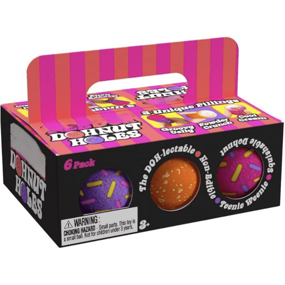 6-Pack Dohnut Hole Stress Balls - Firm & Malleable Office Desk Buddy