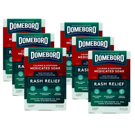 6 Pack - Domeboro Soothing Soak Rash Relief Astringent, one box of 12 packets Each