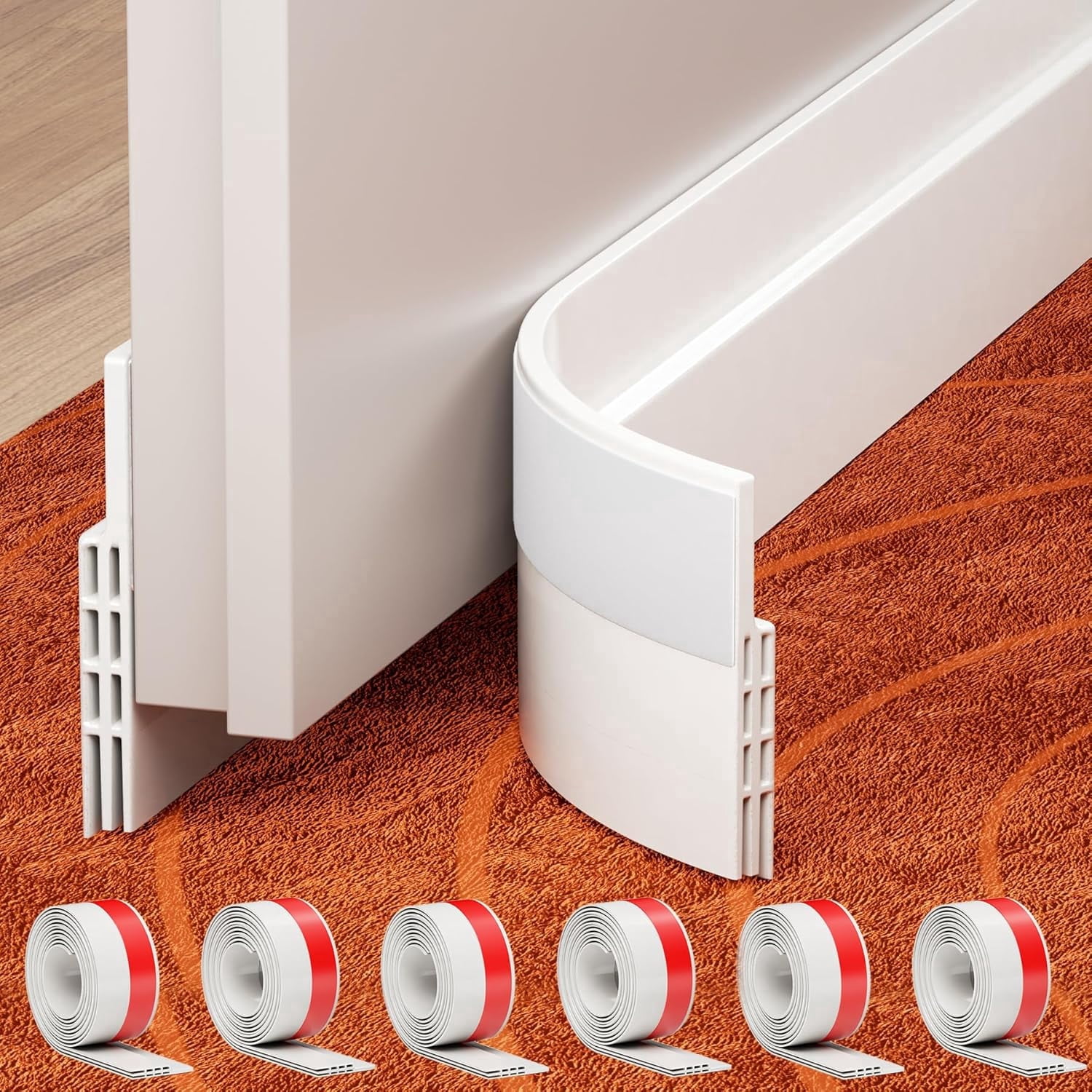 6 Pack Door Draft Stopper, Under Door Sweep for Exterior & Interior ...